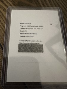 2022-23 Mosaic Andrew Nembhard Fast Break Red Prizm Auto /49 Pacers Rookie