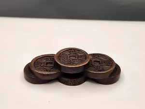 Vintage, Stack Of Coins Netsuke / figure. Signed MFA. Resin - Picture 1 of 10