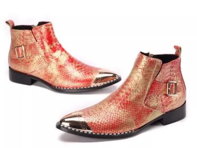 Men's Fashion Pointy Toe Zipper Chelsea boots Punk Gothic Party Leather Shoes	 - Image 1 of 4