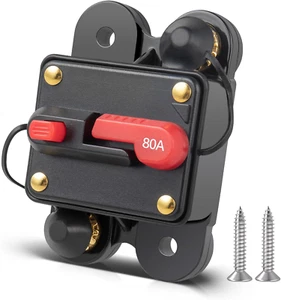 80 Amp Car Circuit Breaker Fuse Holder DC 12V-48V W/Manual Reset Switch for Boat - Picture 1 of 12