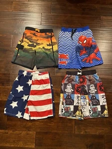Swim Trunks USA Flag Star Wars Spider-Man Camo Size Youth Medium (8) Set Of 4 - Picture 1 of 2
