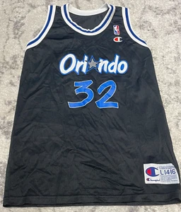 Vintage Champion NBA Orlando Magic #32 O’Neal Jersey Youth Size L 14-16 Black - Picture 1 of 7