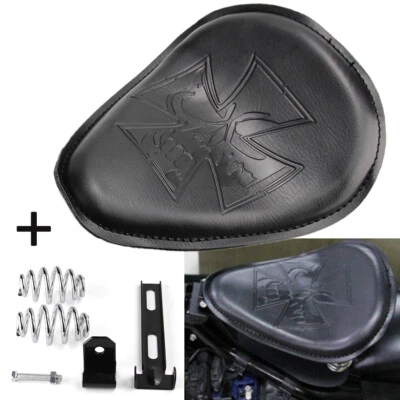 Motorcycles Solo Driver Seat Kits Cross Skull For Harley Chopper Bobber Yamaha - Image 1 of 4