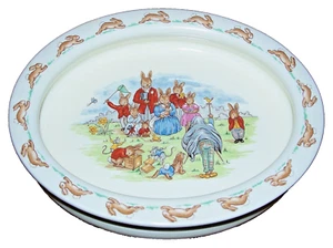 Vintage Royal Doulton Bunnykins 8.5" Oval Baby Plate FAMILY PICTURE - Picture 1 of 3