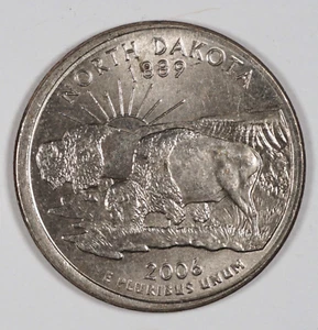 2006 25c North Dakota Off Center Partial Collar Quarter Mint Error Coin E188 - Picture 1 of 2