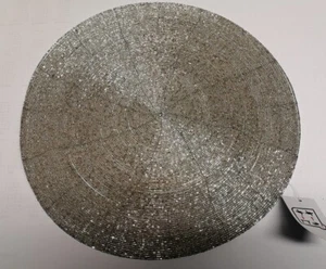 Tischset Platzset Lanie Untersetzer rund Ø 35 cm Metall Glas silber Stückpreis - Bild 1 von 3