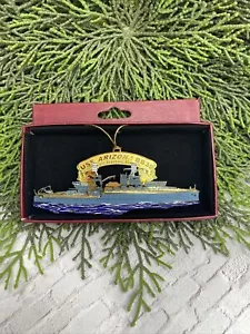 Nuovo ornamento USS Arizona BB-39 At Sea Memorial Pearl Harbor Hawaii ottone massiccio - Foto 1 di 9