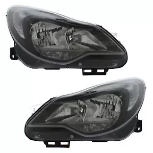 Headlights Vauxhall Corsa D 2011-2015 Black Inner Headlamps 1 Pair Left & Right - Picture 1 of 24