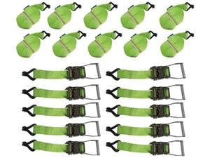 Tie Down Cargo Ratchet Straps X10 (5T 50MM 8M Recovery Lashing Claw Hook Hi Vis) - Picture 1 of 4