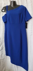 By Shani Women's Royal Blue Asymmetrical Hem Off Shoulder Dress Size 14 -NWT - Picture 1 of 12