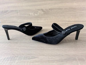 Anne Klein Rayonna schwarz Samt spitz zulaufend Mary Jane Riemen Slipper Pantoletten 7,5 M - Bild 1 von 20