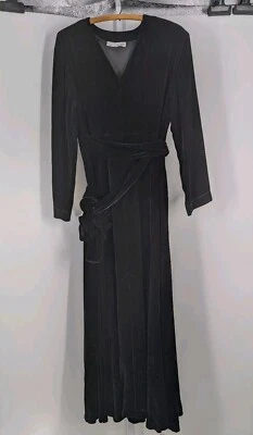 Harriet Selwyn for Barney's New York Vtg 80s Velour Gothic Wrap Tie Dress One Sz - Image 1 of 4
