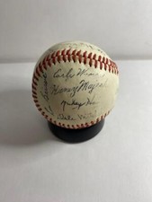 1952 Cleveland Indians Facsimile Autographed Baseball Bob Feller Larry Doby