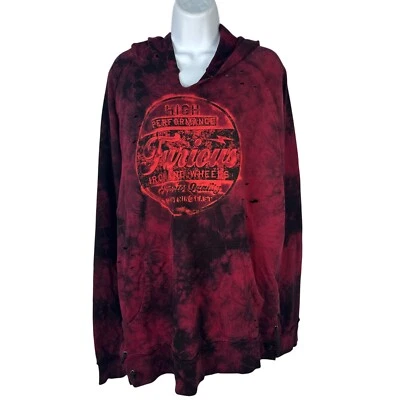 Sudadera con capucha Fast & Furious By Affliction roja tie-dye desgastada M 100 % algodón Foto 1 de 4