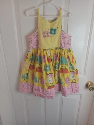  GIRLS Size 8 YELLOW PURSE  DRESS by LITTLE MISS MARMALADE 100 Cotton  - Image 1 of 4