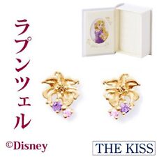 Disney Princess rapunzel THE KISS K10 Yellow Gold sapphire Earrings  F/S JAPAN