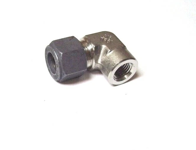 Parker CPI 1/2" Tube OD X 1/4" Female NPT Female Elbow 316 Stainless <8-4-DBZ-SS - Image 1 of 1