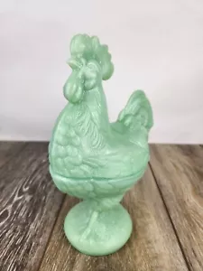 Piatto porta caramelle o bigiotteria in vetro giadeite con gallo ricoperto - 9" - Foto 1 di 8