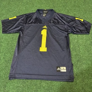 VTG Adidas Michigan Wolverines #1 Football Jersey Youth L (14-16) Navy Maize - Picture 1 of 9