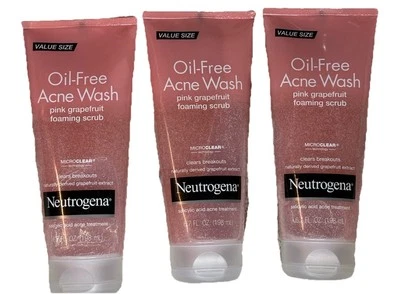 3X Neutrogena Pink Grapefruit Oil-Free Acne Wash Foaming Scrub 6.7Oz Microclear - Image 1 of 4