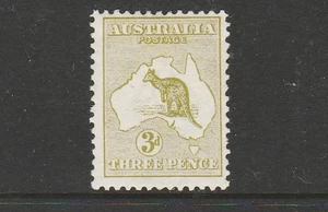 1913 FIRST WATERMARK 3d OLIVE DIE 1 KANGAROO SG 5 MINT HINGED £85 VERY CHEAP - Picture 1 of 2