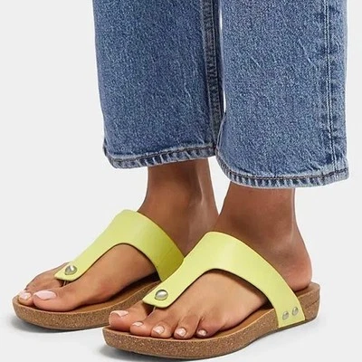 NUEVO EN CAJA Sandalias Fitflop 9 Iqushion Cuero Puntera Chanclas Tachonadas Lima Soleada Foto 1 de 4