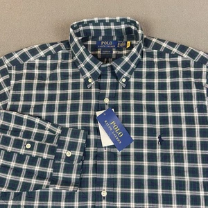Polo Ralph Lauren Shirt Mens XL Blue Green Blackwatch Tartan Plaid Button Down - Picture 1 of 11