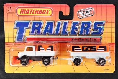 Remolque Matchbox Trailers G&S naranja quitanieves y remolque 32400 sellado fundido a presión 1990 Foto 1 de 4
