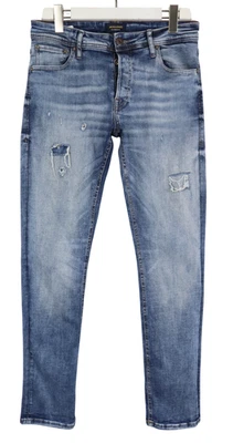 Jack&Jones Slim / Glenn Vaqueros Hombres W32/L32 Desgastados Triquitos Azul - Imagen 1 de 4