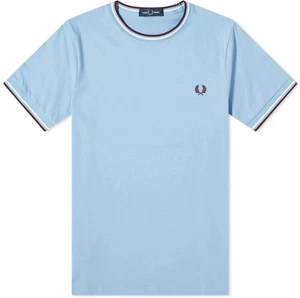 Camiseta Top Fred Perry Doble Punta Manga Corta Azul Cielo Talla Pequeña - Imagen 1 de 3