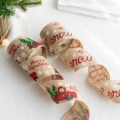 Christmas Burlap Ribbon 6 3 Cm Wide for Tree Decorations and Holiday Crafts - Image 1 of 4