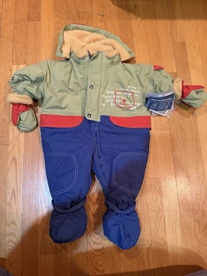 Deux par Deux Niños 1 Pieza Traje de Nieve Oso Talla 6M + Guantes Botines Nuevo con Etiquetas Foto 1 de 4
