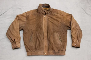 Vintage Members Only Herren Gr. L Braun Leder Langarm Stepp Lederjacke - Bild 1 von 23