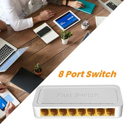 1PCS 8 Port 10/100Mbps Unmanaged Ethernet Desktop RJ45 Network Switch Hub - Image 1 of 4