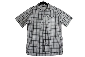 Under Armour UA Heatgear Vented White Plaid Button Down Outdoor Fishing Shirt Me - Picture 1 of 4