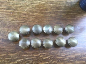 11Vtg Solid Brass Metal Dresser Drawer Cabinet Pull Handle Knob Round stepped - Picture 1 of 5