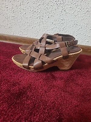 NUEVA Sandalia de Cuero Nickels MARY ANN Correa al Tobillo 7.5 Southwestern Boho Tacón de 3.25" Foto 1 de 4