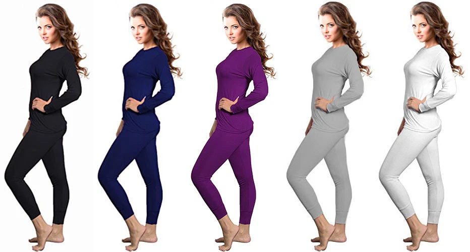 Womens 2pcs Ultra-Soft Fleece Lined Thermal Underwear Set Long Johns S to 2XL - Image 1 of 1