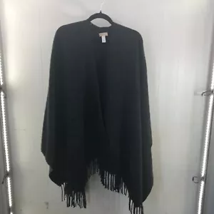 Michael Kors black & charcoal cozy soft wrap with fringe one size - Picture 1 of 4