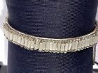 Vintage Miriam Haskell Vertical  White Bugle Clear Seed Bead Bracelet