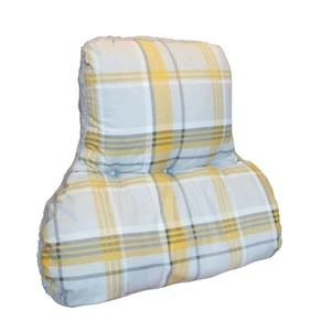 Reversible MUSTARD & GREY CHECK / GREY FLEECE BACK & LUMBAR SUPPORT CUSHION - Picture 1 of 2