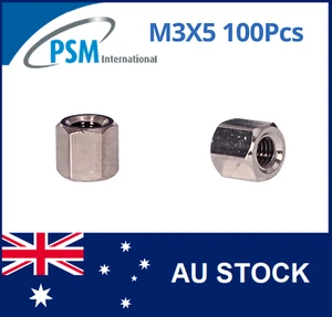M3 X 5 PSM SPACER HEX FEMALE / FEMALE BRASS NICKEL PLATED SPA01BM35MM 100PCS - Picture 1 of 5