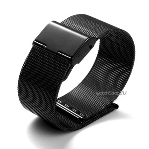 Pulsera de malla negra de acero inoxidable correa de reloj de pulsera enclavamiento - Imagen 1 de 2