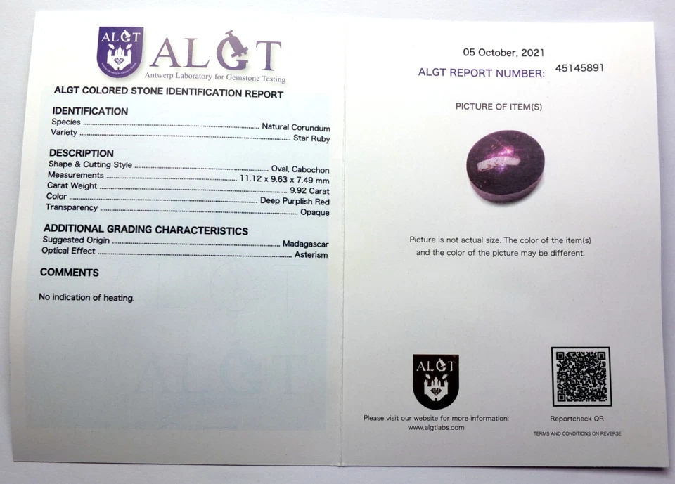 Shola Algt Certified 1,91 CT Natural Untreated Red Ruby from Madagascar - Image 1 of 4