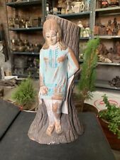 1900's Vintage Hand Carved Terracotta Made Indian Girl Wall Hanging Figurine