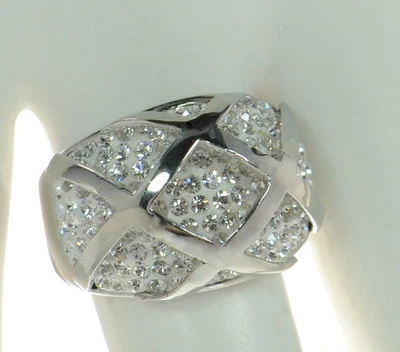 Anillo cúpula de cristal de acero por diseño talla 8 Foto 1 de 3