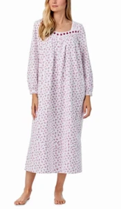 Eileen West Rosebuds Long Sleeve 100% Cotton Flannel Ballet Nightgown Gown M - Picture 1 of 6