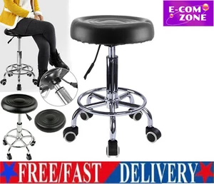 Adjustable Swivel Height Chair Stool Black 360°Office Round Desk PC bar Stool UK - Picture 1 of 12