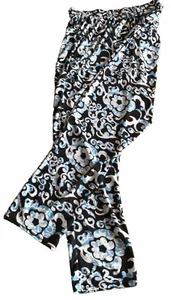 AMPARD Black Mix Floral Pull On Trousers Drawstring Elasticated XL/XXL 36”W 27”L - Picture 1 of 4
