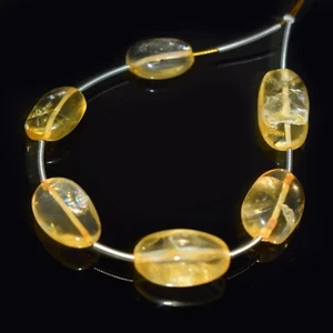 Genuine A++ Citrine Smooth Oval Untreated Gemstone 5" Craft Making Loose Beads - Picture 1 of 9
